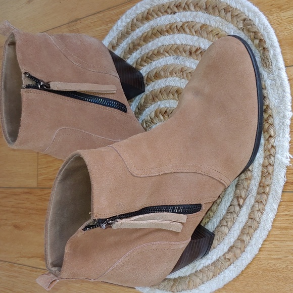 Sam & Libby Camel Tan Suede Ankle Booties Women's size 10 - Picture 4 of 12